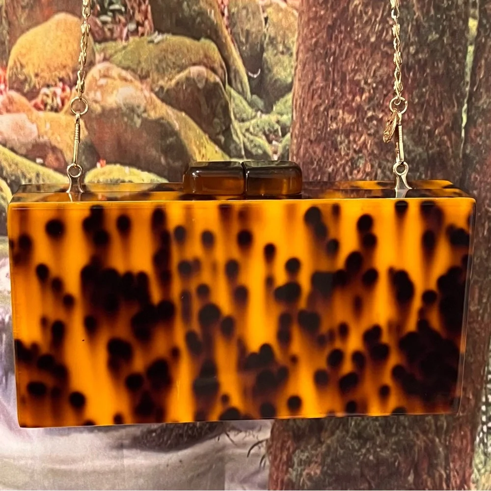 Tortoise Shell Box Clutch/Shoulder Bag crossbody boutique Sea Life - Picture 3 of 10